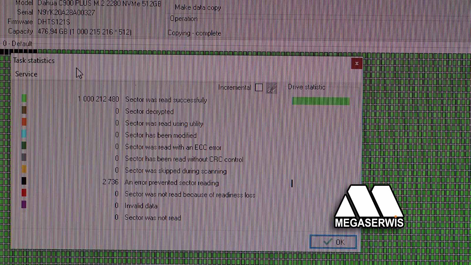 Odzyskane dane z dysku SSD Dahua NVME