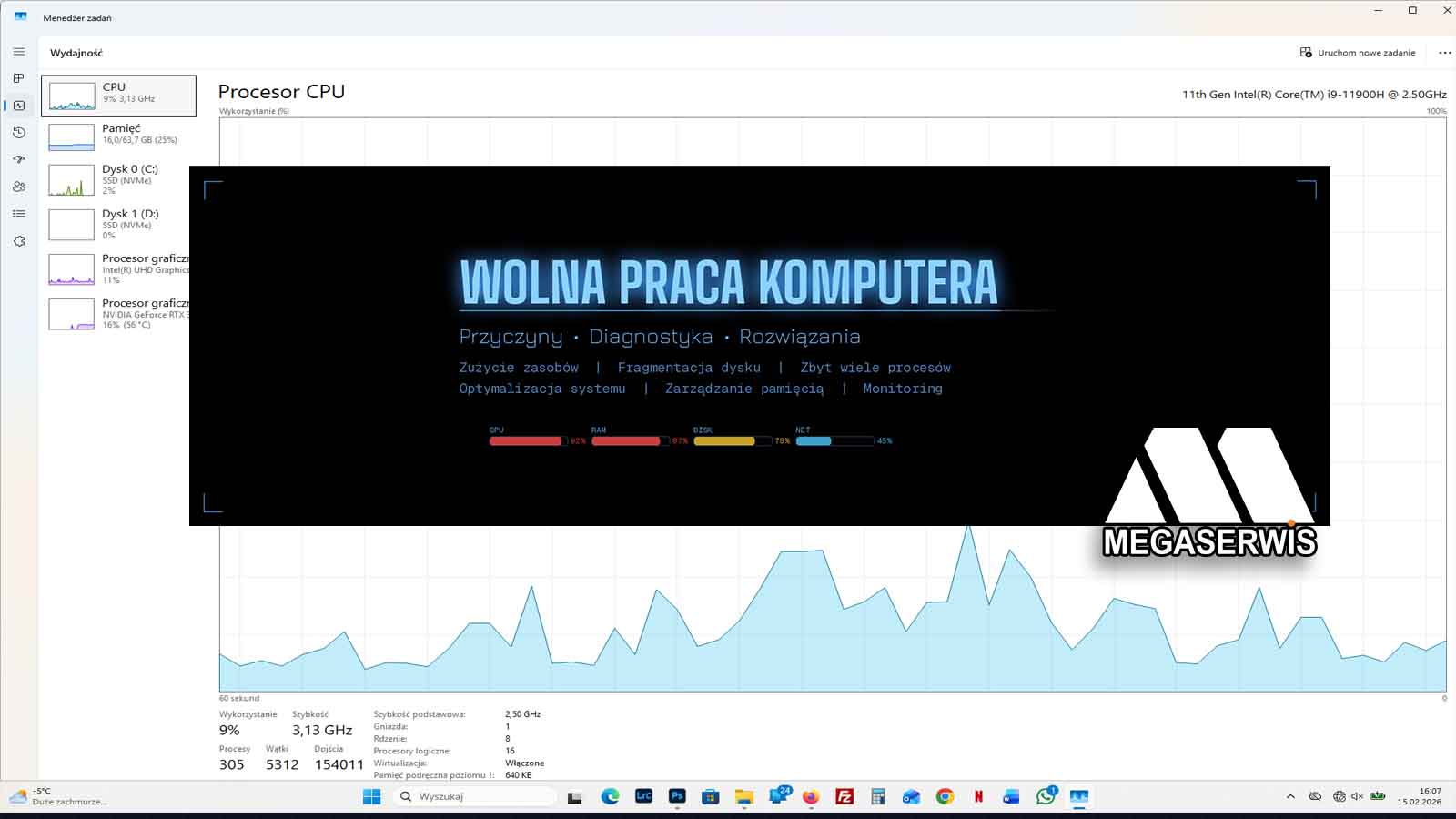 wolna praca laptopa lub komputera
